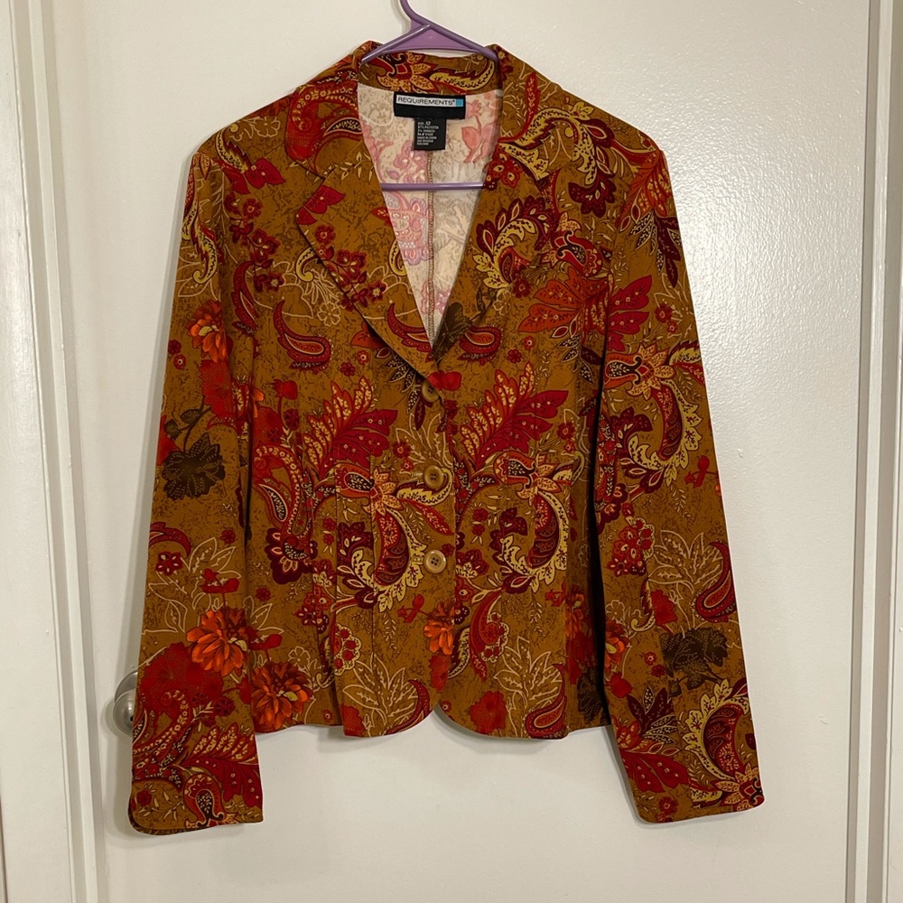 Gorgeous camel brown and red paisley blazer